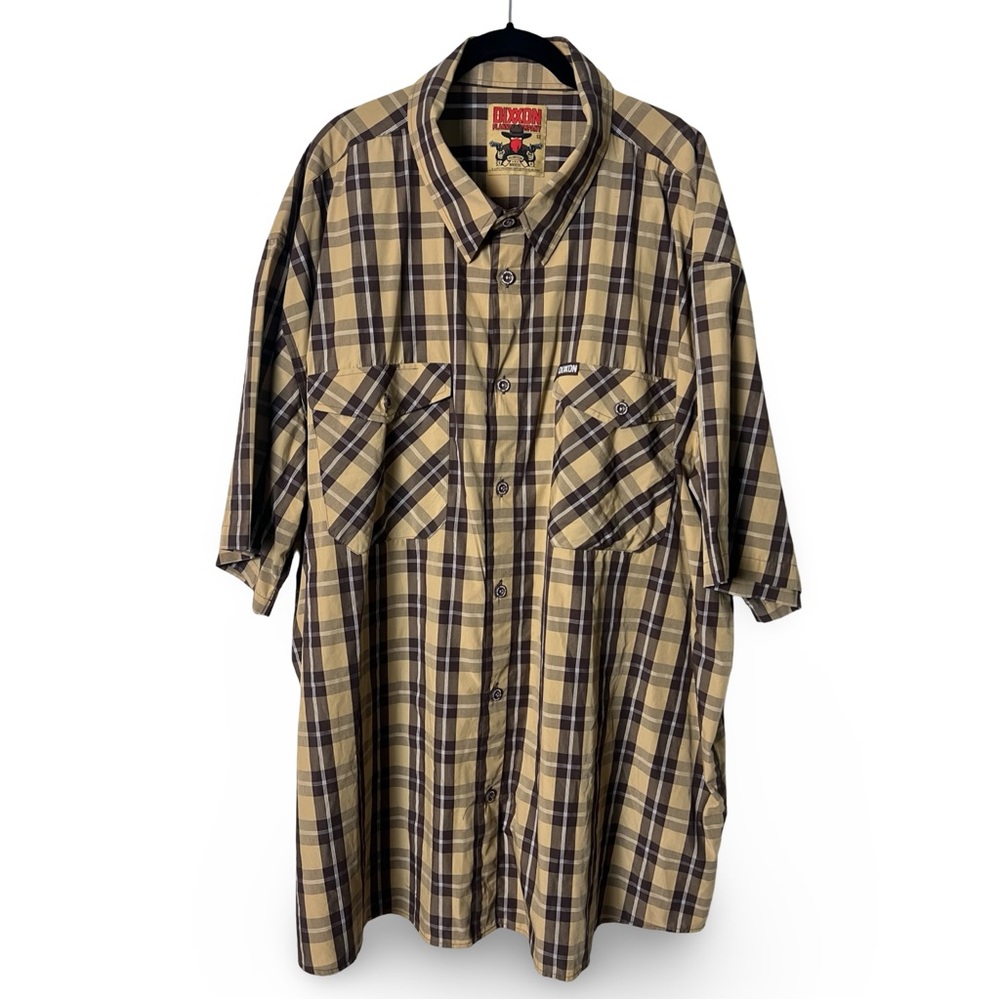 Dixxon Flannel Co. Men’s The Rustler Plaid Shirt Short Sleeve Tan Brown – Sz. 5X